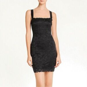 GUESS Renny NWT Black Lace Sleeveless Crisscross Back Bodycon Mini Dress